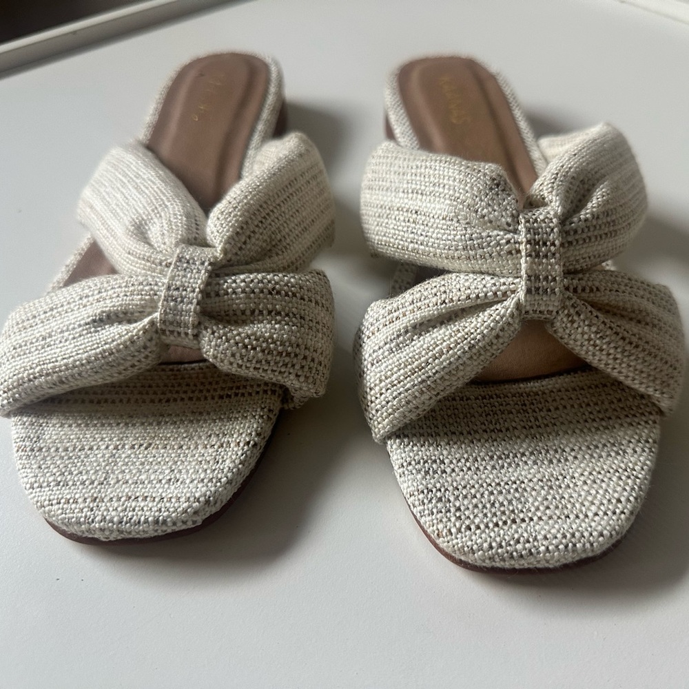 Kaanas Natural Raffia Bow Slide Sandals | Size 10 | Made in Colombia | Resort